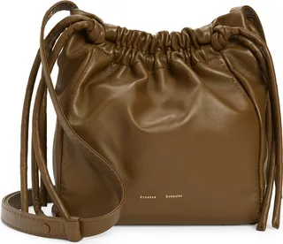 Drawsting Pouch Leather Crossbody Bag
