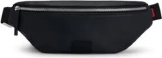 Logo-patch belt bag in grained faux leather