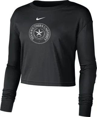 Nike Women's College (Texas Southern) Cropped Long-Sleeve T-Shirt in Black