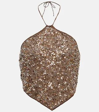 Netquins sequined halterneck top