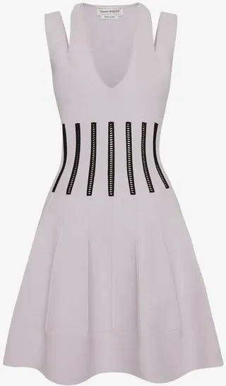 Women's Slashed Corset Mini Dress In Porcelain