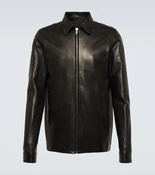 Leather blouson jacket