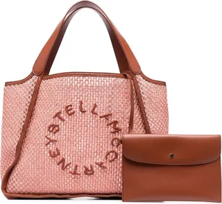 Embroidered-Logo Woven Tote Bag