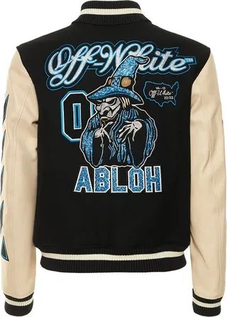 Crystals leather varsity jacket