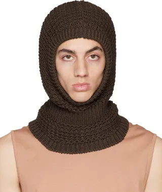 LEMAIRE Brown Openwork Balaclava