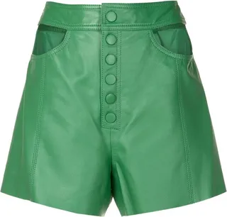Cut-Out Detail Leather Shorts