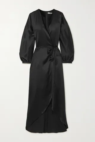 Reformation - Gilbert Silk-satin Midi Wrap Dress - Black