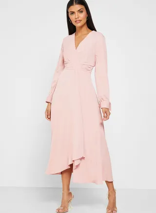 Wrap Front Midi Dress