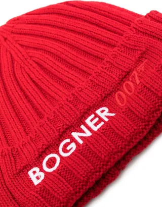X 007 Red Knitted Beanie Hat