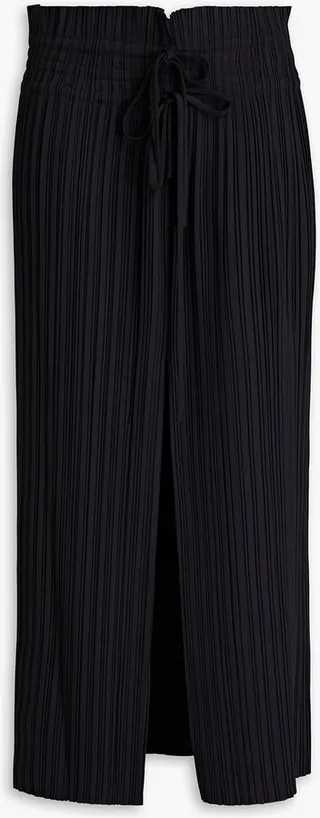 Stella plissé-woven midi skirt