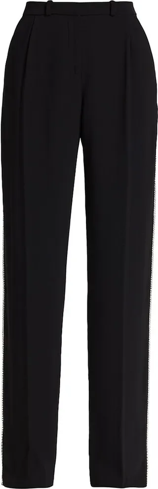 Wallace Crystal-Embroidered Straight-Leg Pants