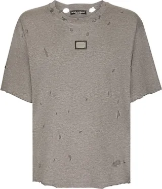 distressed logo-plaque T-shirt