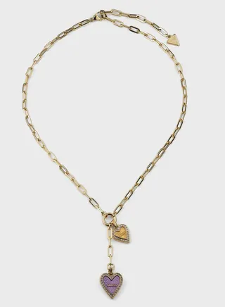 Double Heart Paperlinks Chain Necklace