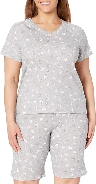 Karen Neuburger Short Sleeve V-Neck Bermuda PJ Set (Precious Pups) Women's Pajama Sets
