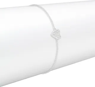 14K White Gold & 0.08 TCW Diamond Heart Bracelet