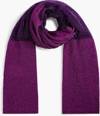 Metallic striped knitted scarf