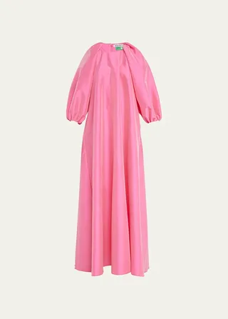 Taffeta Puff-Sleeve Voluminous Gown