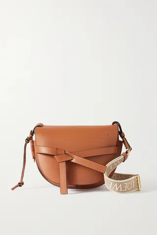 Loewe - Gate Small Canvas Jacquard-trimmed Leather Shoulder Bag - Brown