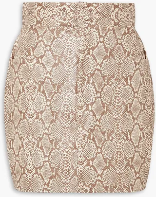 Faux snake-effect leather mini skirt
