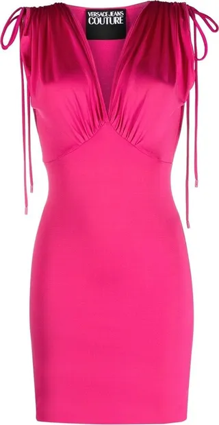 V-neck ruched minidress