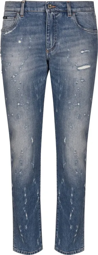 Distressed Effect 5 Pockets Jeans