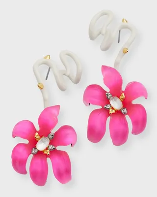Lily Lucite Flower Ear Climber Earrings