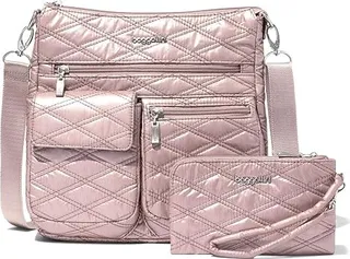 Baggallini Modern Everywhere Slim Crossbody (Rose Metallic Quilt) Cross Body Handbags