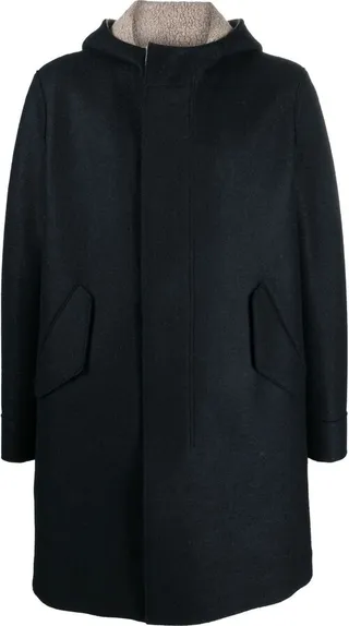 Shearling-Lined Hooded Wool Coat