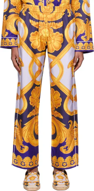 Versace Underwear Blue & Yellow Barocco 660 Pyjama Pants