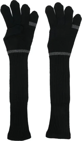 Ribbed-Knit Long Gloves
