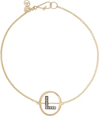 18kt yellow gold diamond initial L bracelet