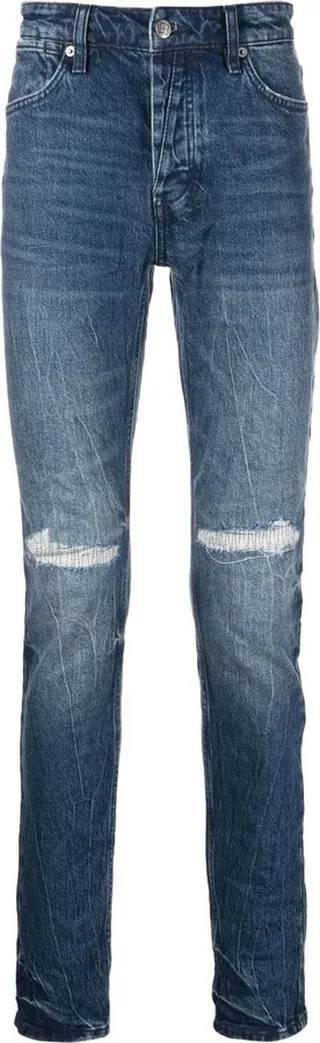 Distressed-Effect Slim-Fit Jeans