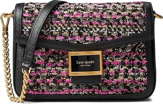 Kate Spade New York Katy Tweed Flap Chain Crossbody (Pink Multi) Handbags