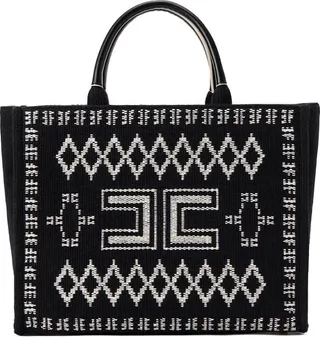 Elisabetta Franchi Black Canvas Handbag