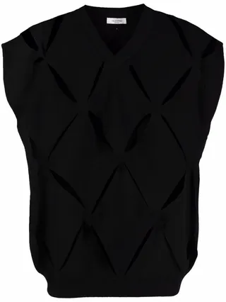 V cut-out sleeveless knitted jumper