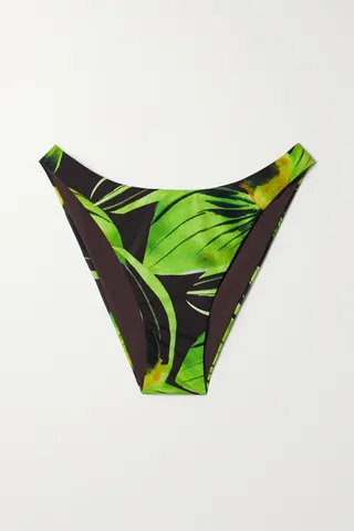Louisa Ballou - Printed Stretch Bikini Briefs - Green