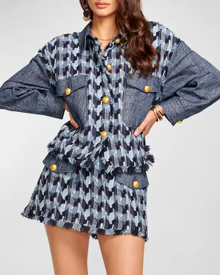 Blossom Fringe-Hem Denim Jacket