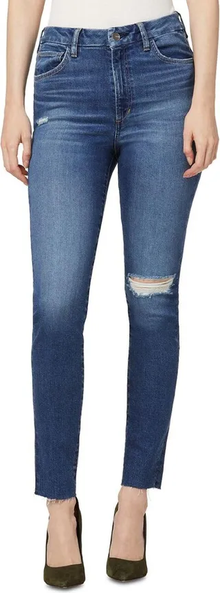 Womens Distressed Curvy High-Waist Jeans