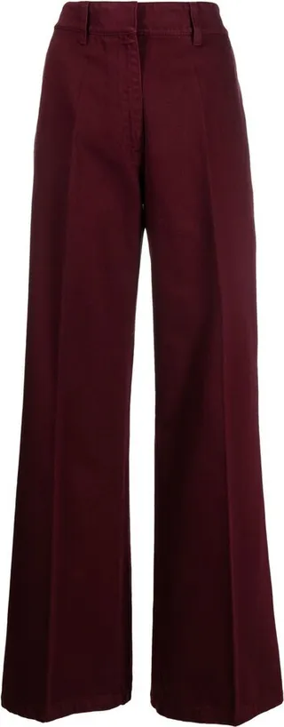 Wide-Leg Pressed Crease Jeans