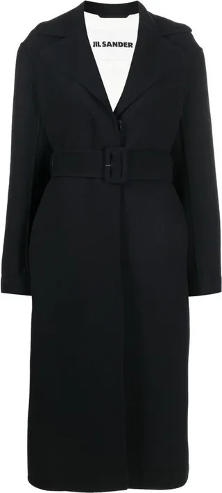 Long-Sleeve Belted Wool Coat