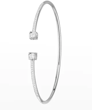 White Gold Le Cube Medium Diamond Accent Cuff Bracelet