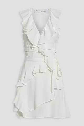 People ruffled crepe mini wrap dress