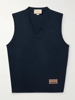 Logo-Jacquard Cashmere and Wool-Blend Sweater Vest