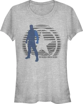Junior's Marvel The Falcon and the Winter Soldier Abstract Bucky T-Shirt - Athletic Heather - X Large