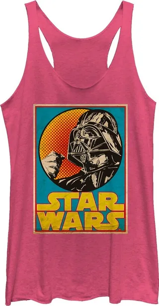 Women's Star Wars Darth Vader Trading Card Racerback Tank Top - Pink Heather - Medium