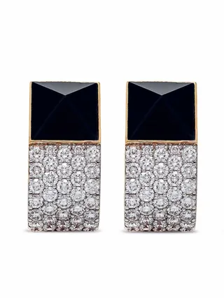 18kt rose gold Sauvage Privé black jade and pave diamond earrings