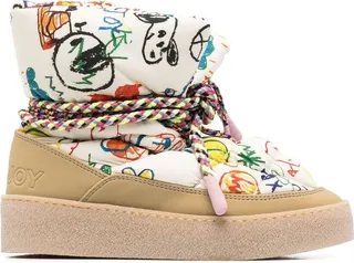 Graphic-Print Lace-Up Boots