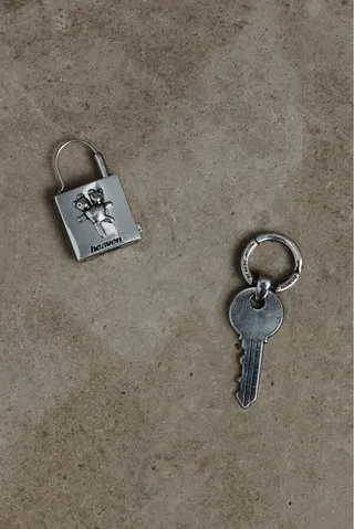 Lock And Key Earrings - Aged Silver