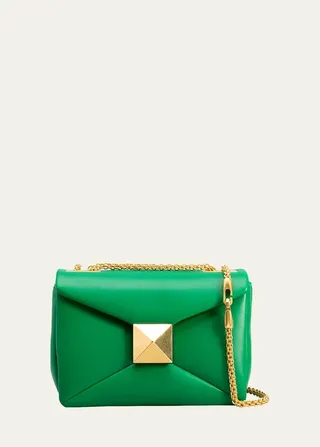 One Stud Chain Leather Shoulder Bag