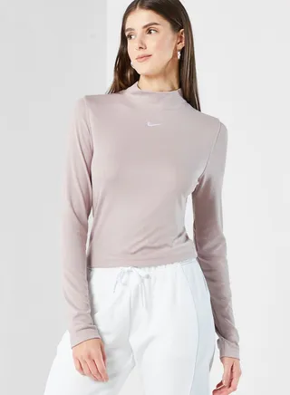 Nsw Essential Ribbed Mock Neck T-Shirt
